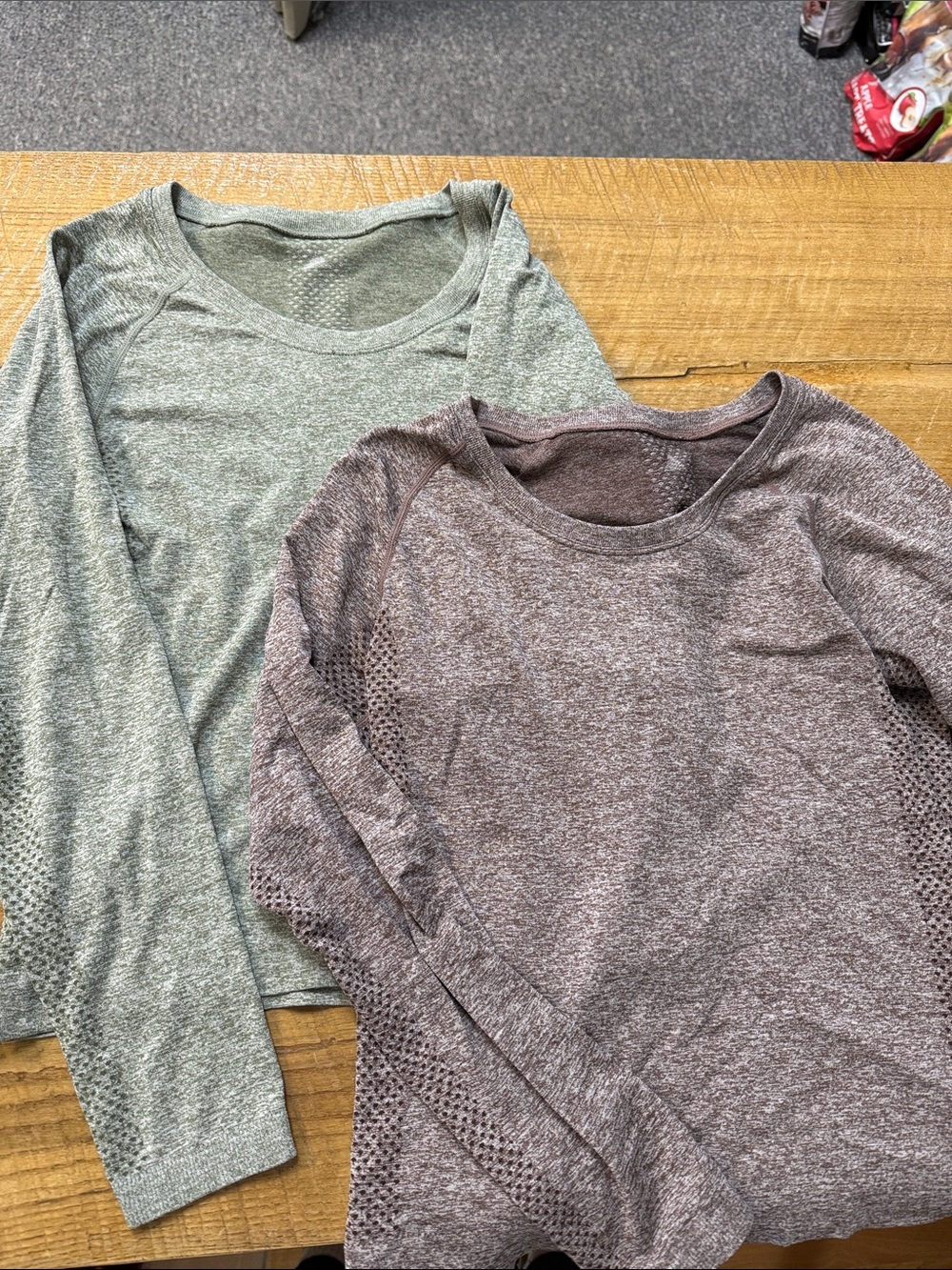 Women's Long Sleeve Performance Tee - Olive Green & brown